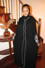 Load image into Gallery viewer, Silver Jewel Black Abaya

