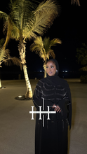 Load image into Gallery viewer, Black on Black Drop Crystal Abaya
