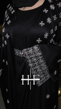 Load image into Gallery viewer, Black Silver Royal Crystal Abaya
