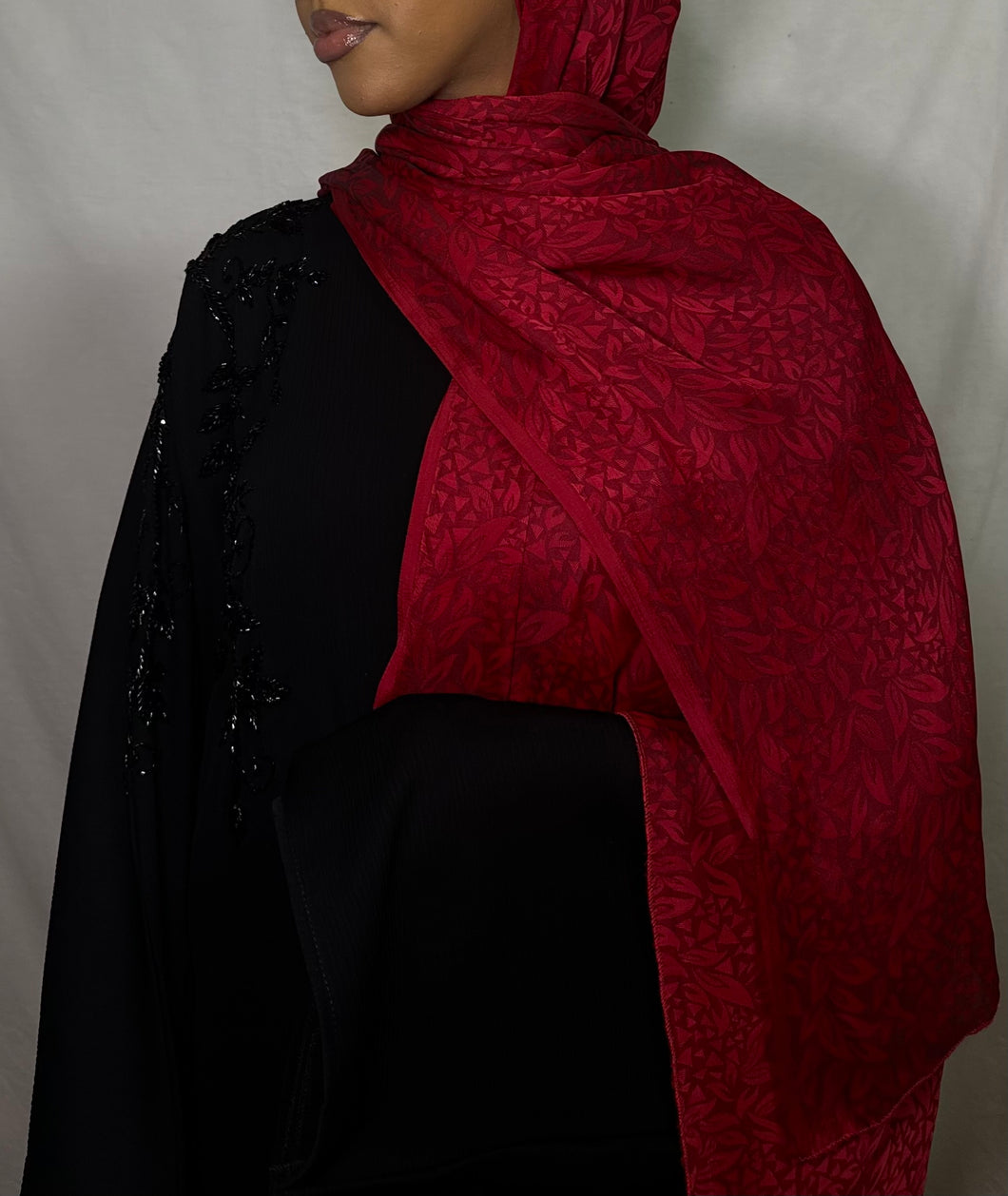 Satin Silk Hijab - Ruby Red