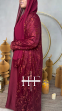 Load image into Gallery viewer, Maroon Full Lace Abaya
