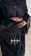 Load image into Gallery viewer, Hunt Green Velvet Lace Abaya
