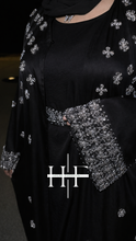 Load image into Gallery viewer, Black Silver Royal Crystal Abaya
