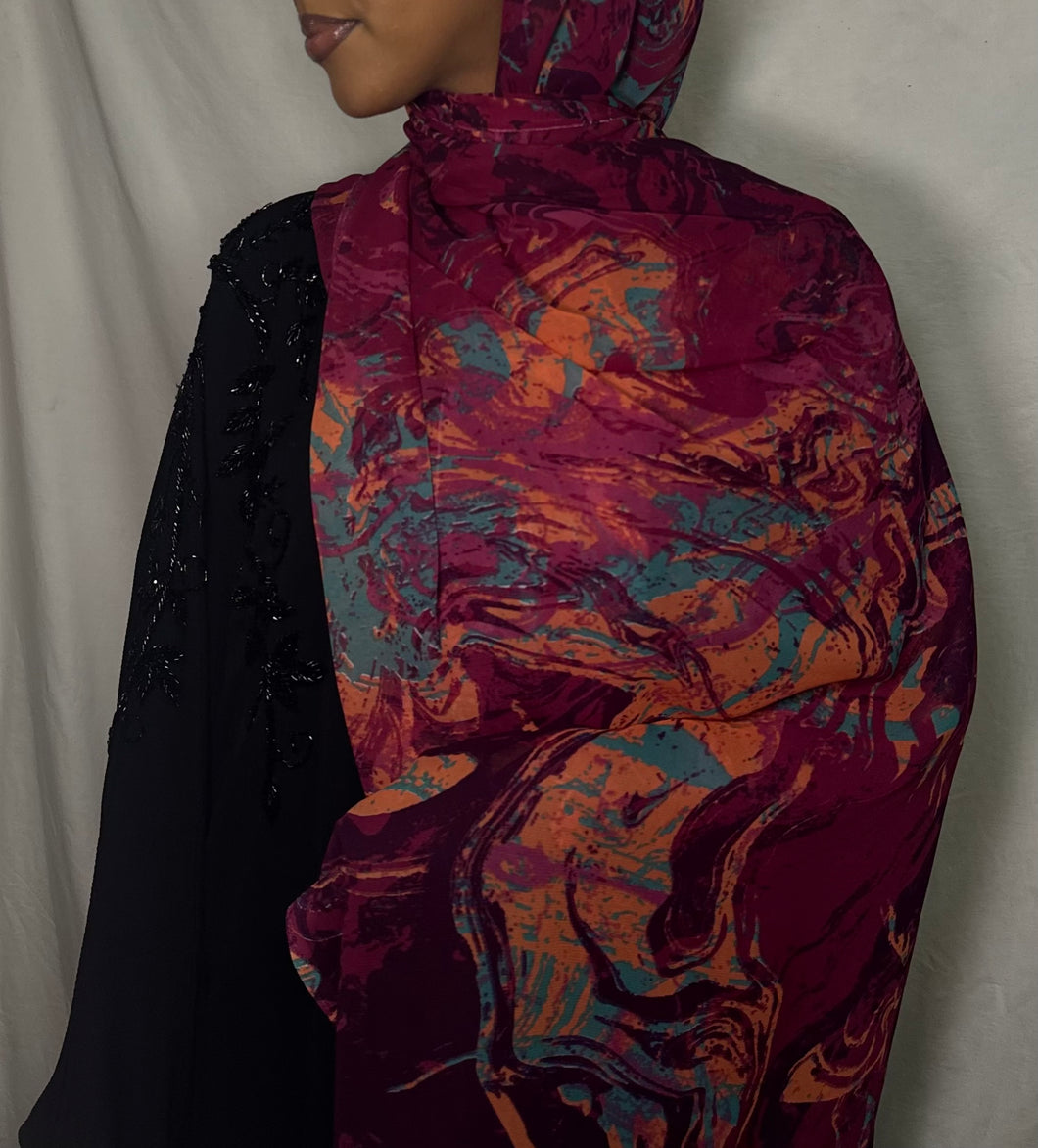 Watercolour Hijab - Fuchsia