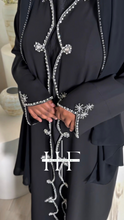 Load image into Gallery viewer, Black and Silver Scallop Abaya
