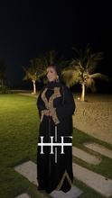 Load image into Gallery viewer, Black and Gold Cascade Abaya
