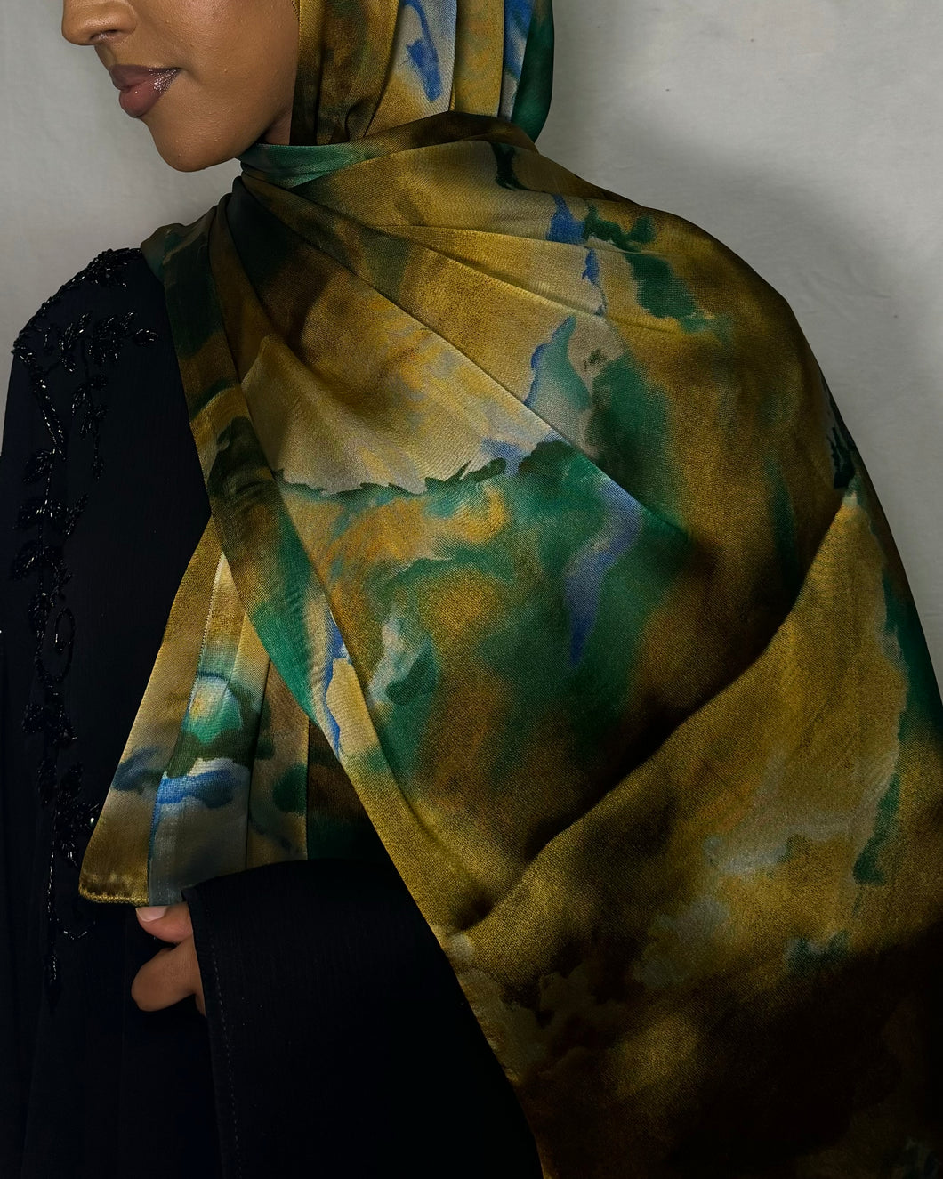 Watercolour Hijab - Hunt Green