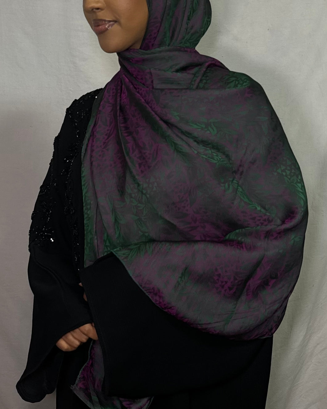 Satin Silk Hijab - Purple and Green