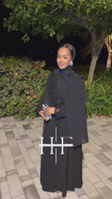 Load and play video in Gallery viewer, Black Lace Cross Over Abaya
