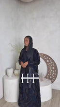 Load and play video in Gallery viewer, Royal Blue Velvet Lace Abaya
