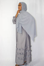 Load image into Gallery viewer, Thunder Grey Flower Design Abaya

